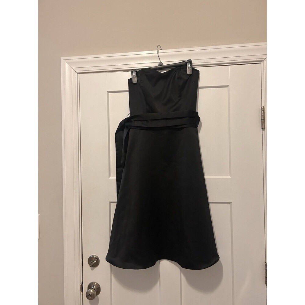 White House Black Market WHBM, Strapless Solid Black Cocktai A-Line Dress Size 4